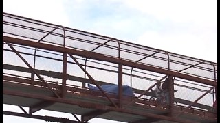 Homeless camp taking over pedestrian bridge in east Las Vegas