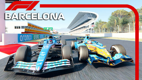 F1 2022 (A522) vs F1 2005 (R25) - Fernando Alonso Cars | Barcelona Circuit | Assetto Corsa Reshade