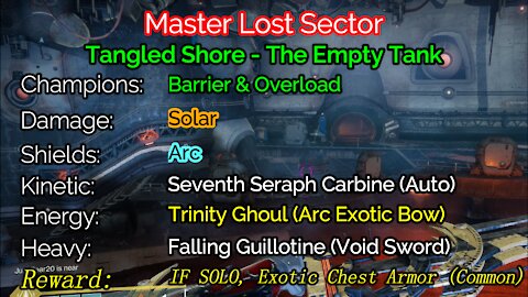 Destiny 2 Master Lost Sector: The Empty Tank on the Tangled Shore 11-24-21