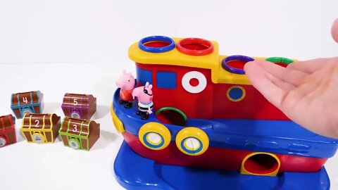 152 1!Peppa Pig Video de aprendizaje del color de los cofres del tesoro para niños pequeños