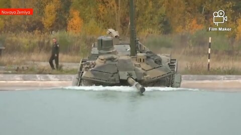 Russian T-90M Proryv-3 tank dive in water obstacle during state trial