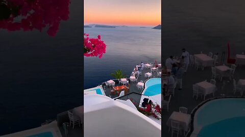 Beautiful spring sunset in Santorini