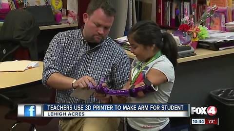 Teachers use 3-D printer to make prosthetic arm for student