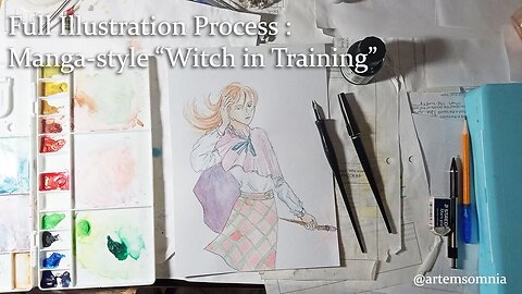 Drawing & Painting Process Manga Style "Witch in Training"