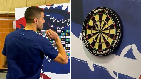 Conor Coady takes on the England v Media darts challenge! | FIFA World Cup Qatar 2022