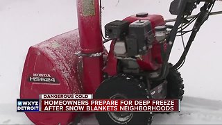 Homeowners prepare for deep freeze after snow blankets neighborhoods