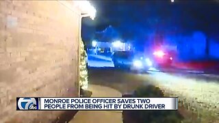 Monroe officer moves civilians out of the way of suspected drunk driver