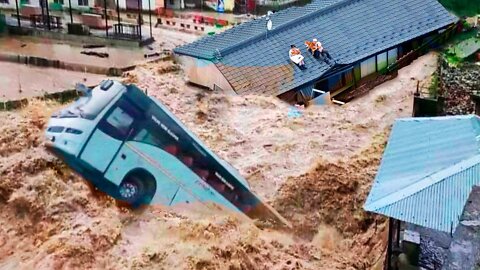 Record flooding submerged houses and roads in Guadeloupe, France