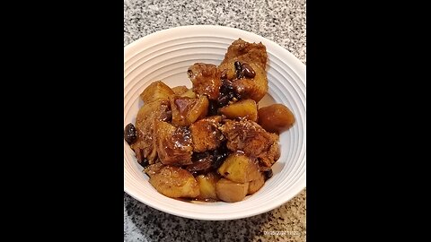 Pork adobo with salted black beans and sweet potato