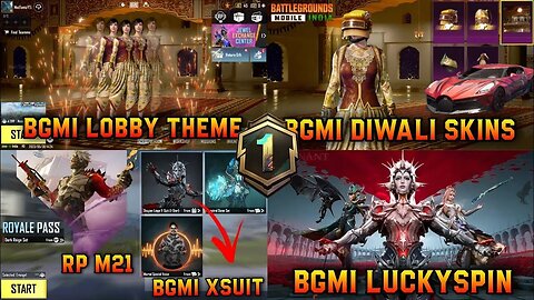 BGMI DIWALI SKINS | BGMI ROYAL PASS 1 TO 50RP LEAKS | BGMI XSUIT LUCKYSPIN | BGMI NEW LOBBY | RP M21