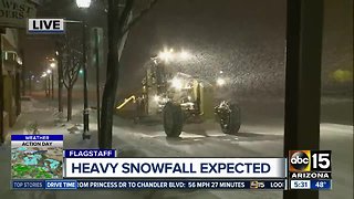 Heavy snow falling in Flagstaff