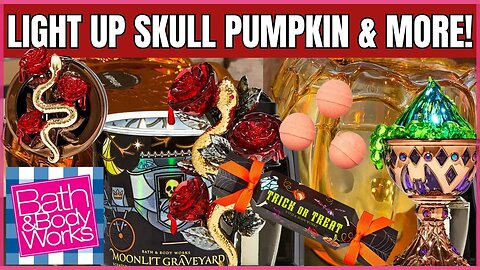 LIGHT UP PUMPKIN SKULL CANDLE HOLDER | Plus MORE Halloween | Bath & Body Works |#bathandbodyworks