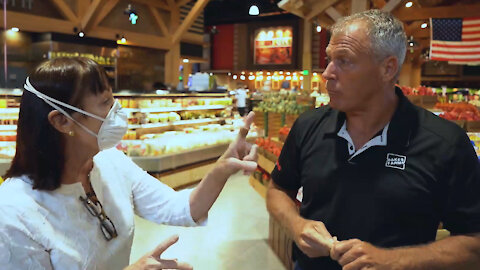 Masked Karen Freaks Out During Grocery Store Interview