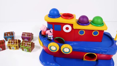 152 4!Peppa Pig Video de aprendizaje del color de los cofres del tesoro para niños pequeños