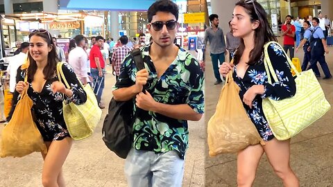 Sara Ali Khan & Ibrahim Ali Khan Seems Like They Are Coming Straight From Beach Vacation At Airport