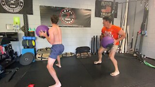 Exercise Technique #9 Medicine Ball: 180 Degree Pivot & Shove Toss