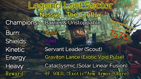 Destiny 2 Legend Lost Sector: Nessus - The Conflux on my Warlock 10-20-22