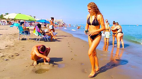 ☀️ Spain beach Walk | Walking tour 🏖️ Summer Ambience Benalmadena