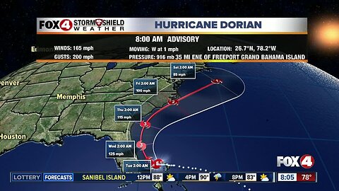 Hurricane Dorian update: 8am Monday