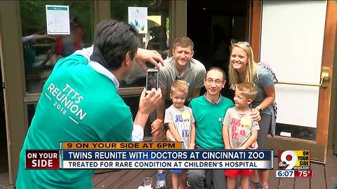 Twins reunite with Children's Hospital doctors at CIncinnati Zoo