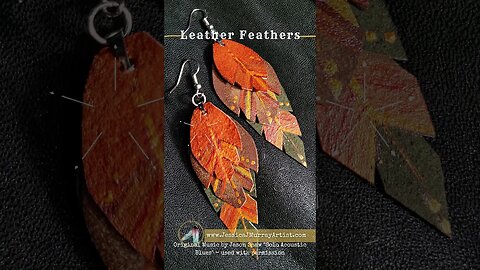 #retro AUTUMN 3 in. #leatherfeather #earrings #vintage #giftideasforchristmas #leather #handpainted