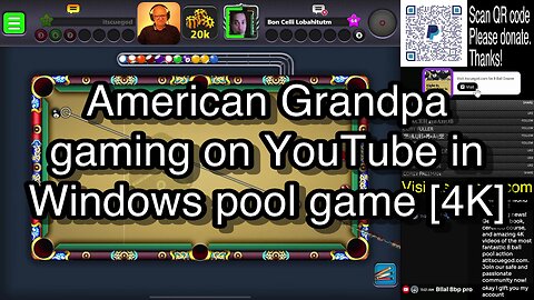 American Grandpa gaming on YouTube in Windows pool game [4K] 🎱🎱🎱 8 Ball Pool 🎱🎱🎱