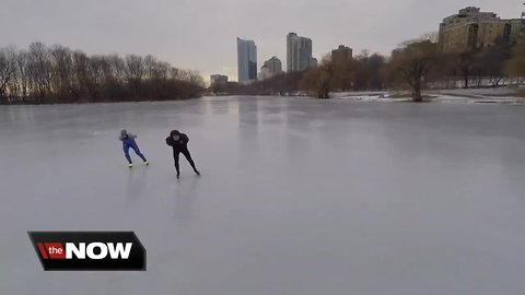 Speedskater turns Lake Michigan into his playground