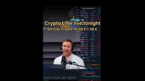 Crypto Lifer live tonight on Sin City Crypto YouTube check it out. 10:30 Pacific 1:30 Eastern