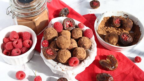 Healthy Chocolate Raspberry Truffles (Vegan, Paleo, Gluten Free)