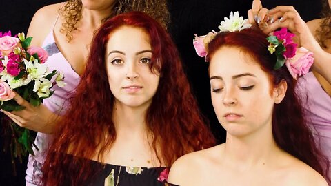 Beautiful ASMR Hair Styling w/ Flowers - Corrina & Lexi