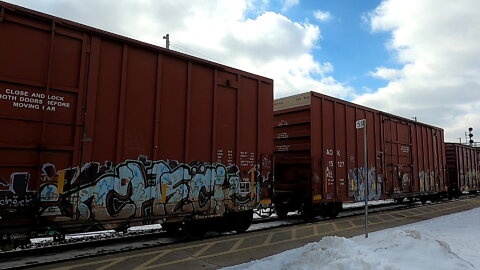 CN 3138 & CN 2839 Engines Manifest Train East In Ontario