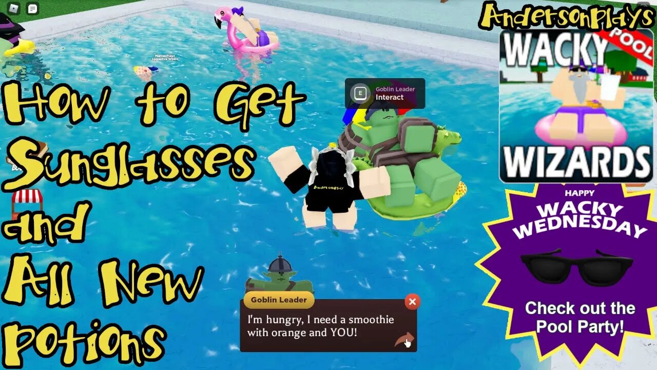 Andersonplays Roblox Wacky Wizards 🏊🌊pool Party Update🏊🌊 How To Get Sunglasses All New Potions 9536