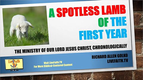 A Spotless Lamb of the First Year: A Chronological Walk-Through of our Lord Jesus Christ's Ministry