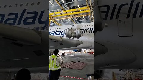 Hangar Testing Huge Malaysian #A380 Emergency Exit Escape Slide #Flying #Aviation #AeroArduino