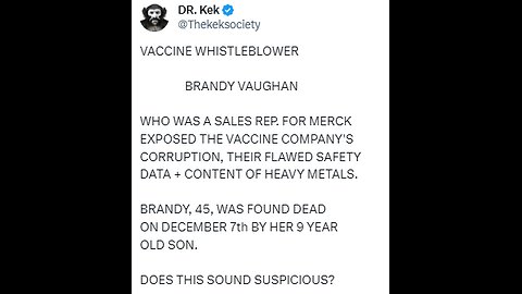 VACCINE WHISTLEBLOWER EX-SALES REP. FOR MERCK - FOUND DEAD 12.7.23 @ 45