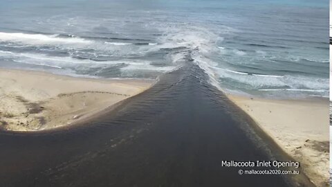 Mallacoota Inlet Mouth Opening 21 July 2020 HD drone video