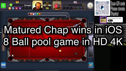 Matured Chap wins in iOS 8 Ball pool game in HD 4K 🎱🎱🎱 8 Ball Pool 🎱🎱🎱[ReRun]