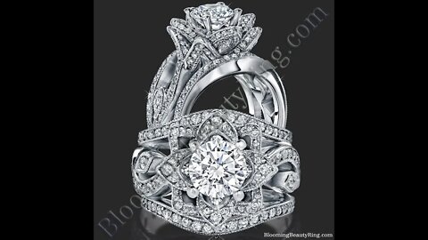 Large Lotus Swan Double Band Flower Ring Set – BBR-626-1