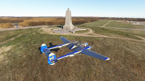 P-38 nearly crashes during landing at Dare Co. Airport on flight from New Smyrna beach.