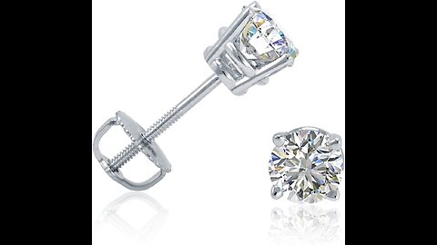 12 Carat TW Round Diamond Solitaire Stud Earrings Available in 14K White and Yellow Gold