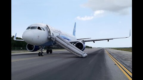 فتح مدرج الطوارئ الخاص بالطائرة Opening the emergency runway of the aircraft