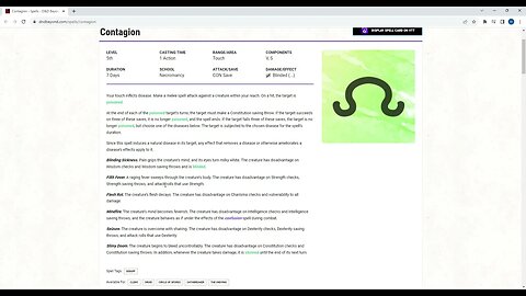 dnd 5e dieases from the spell contagion