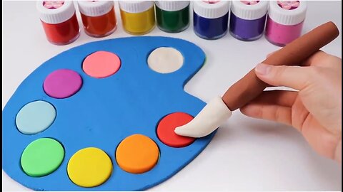 DIY How to Make Rainbow Art Palette and Color Brush with Play Doh