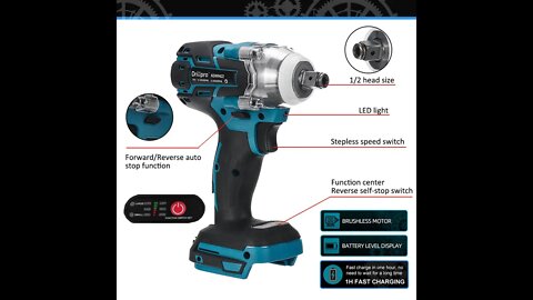 Drillpro Brushless Cordless Electric Impact Wrench Rechargeable