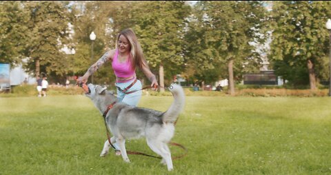 Boy and Girl Training and playing with their Pet Dog || Cute Dog