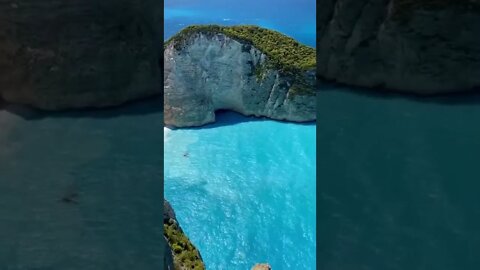 The beautiful blue tones of Navagio “Shipwreck” Beach 🛳 🌊#shorts