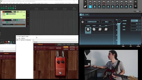 Como aplicar os Compressores na sua Guitarra. Testes com Boss GT-1, Guitar Rig, Amplitube e Reaper.