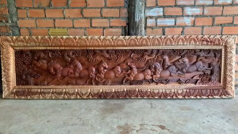 Creative wood carved old culture story board