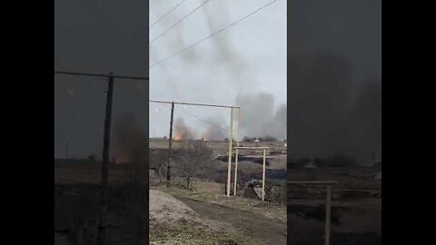 Russian Rocket artillery barrage outside Buhas , Donetsk Oblast #Ukraine