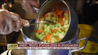 We're Open: Sweet Treats Station making soup to help feed others